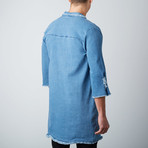 Woven Kimono Jacket // Stone Wash Blue Denim (S)