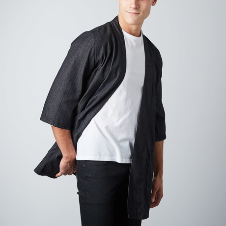 Woven Kimono Jacket // Black Denim (M)