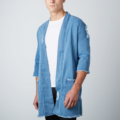 Woven Kimono Jacket // Stone Wash Blue Denim (S)