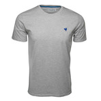 Embroidered T-Shirt // Heather Gray + Royal Blue (XL)