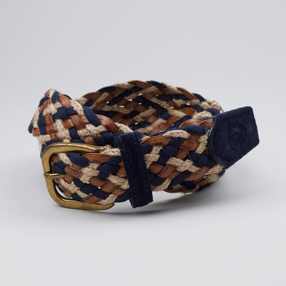 The Privilege Leather and Rayon Woven Belt in Malbec by Bucks Club