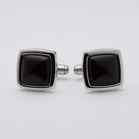 Square Cufflink (Stainless Steel + Genuine Turquoise)