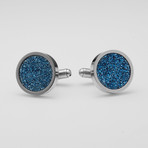 Round Cufflink / / Blue Drusi Quartz