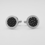 Round Cufflink // Black Stingray Leather