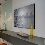 Spotted City View // Brushed Aluminum (18"W x 12"H x 1.5"D)