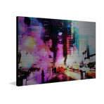 Fuchsia City Lights // Brushed Aluminum (18"W x 12"H x 1.5"D)