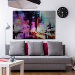 Fuchsia City Lights // Brushed Aluminum (18"W x 12"H x 1.5"D)