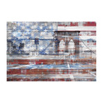 Patriotic Bridge View // White Wood (18"W x 12"H x 1.5"D)