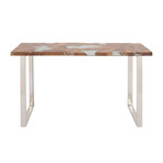 Teak Resin Stainless Steel Console Table