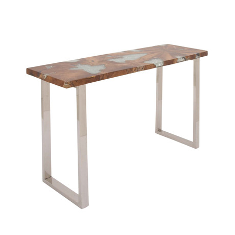 Teak Resin Stainless Steel Console Table