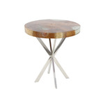 Teak Stainless Steel Side Table