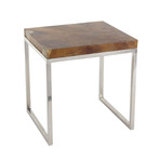 Stainless Steel Teak Tables // Set of 3