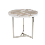 Aluminum Teak Resin Accent Table