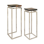 Teak Aluminum Resin Pedestals // Set of 2