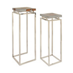 Aluminum Modern Teak Pedestals // Set of 2