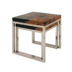 Teak Aluminum Resin Tables // Set of 2