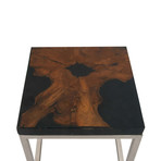 Teak Aluminum Resin Tables // Set of 2