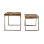 Square Shaped Modern Elegant Pair Teak Tables