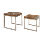 Square Shaped Modern Elegant Pair Teak Tables