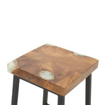 Teak Resin Metal Barstool