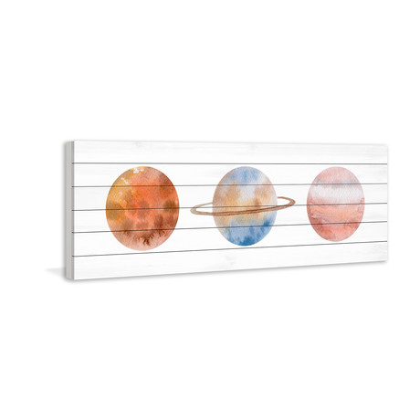 Three Planets // White Wood (30"W x 10"H x 1.5"D)