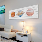 Three Planets // White Wood (30"W x 10"H x 1.5"D)