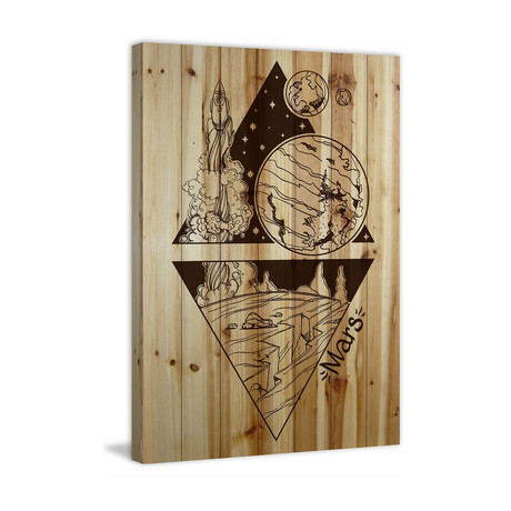 Mars Views // Natural Pine Wood (12"W x 18"H x 1.5"D)