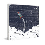 Zooming Rocket // White Wood (32"W x 32"H x 1.5"D)