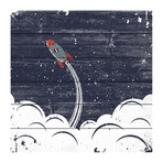 Zooming Rocket // White Wood (32"W x 32"H x 1.5"D)