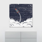 Zooming Rocket // White Wood (32"W x 32"H x 1.5"D)