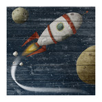 Space Ship Soaring Module // White Wood (18"W x 18"H x 1.5"D)