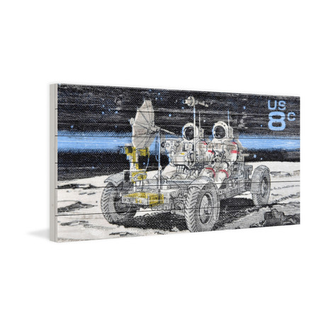 8 Cent Stamp // White Wood (24"W x 12"H x 1.5"D)