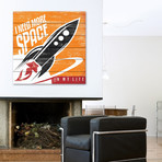 Orange Space // White Wood (18"W x 18"H x 1.5"D)