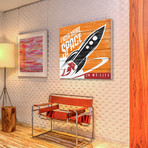 Orange Space // White Wood (18"W x 18"H x 1.5"D)