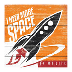 Orange Space // White Wood (18"W x 18"H x 1.5"D)