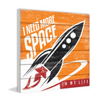 Orange Space // White Wood (18"W x 18"H x 1.5"D)