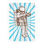 Blue Space Beams // White Wood (12"W x 18"H x 1.5"D)