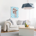 Blue Space Beams // White Wood (12"W x 18"H x 1.5"D)