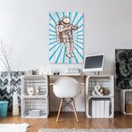 Blue Space Beams // White Wood (12"W x 18"H x 1.5"D)