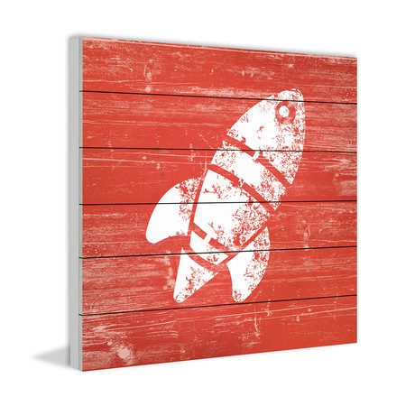 Orange Sky Rocket // White Wood (18"W x 18"H x 1.5"D)