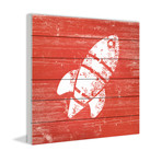 Orange Sky Rocket // White Wood (18"W x 18"H x 1.5"D)