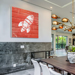 Orange Sky Rocket // White Wood (18"W x 18"H x 1.5"D)