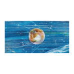 Sat in Deep Blue // White Wood (24"W x 12"H x 1.5"D)