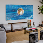 Sat in Deep Blue // White Wood (24"W x 12"H x 1.5"D)