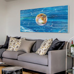 Sat in Deep Blue // White Wood (24"W x 12"H x 1.5"D)