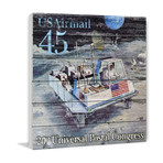 45 Cent Postal Congress Stamp // White Wood (18"W x 18"H x 1.5"D)