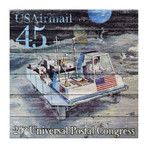 45 Cent Postal Congress Stamp // White Wood (18"W x 18"H x 1.5"D)
