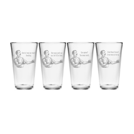 Bar Glasses // Manly Man // Set of 4 (Pint Glasses // Set of 4)