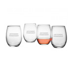 Stemless Wine Glasses // Optimist+Pessimist // Set of 4 (Stemless Wine Glasses // Set of 4)