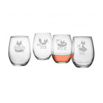Stemless Wine Glasses // InFOXicated // Set of 4